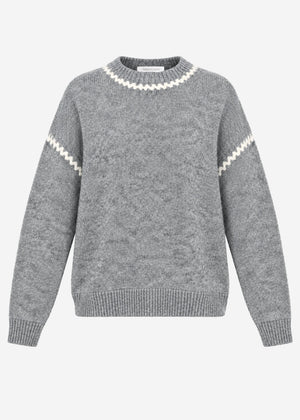 Jumper with decorative stitching and wool blend - grey