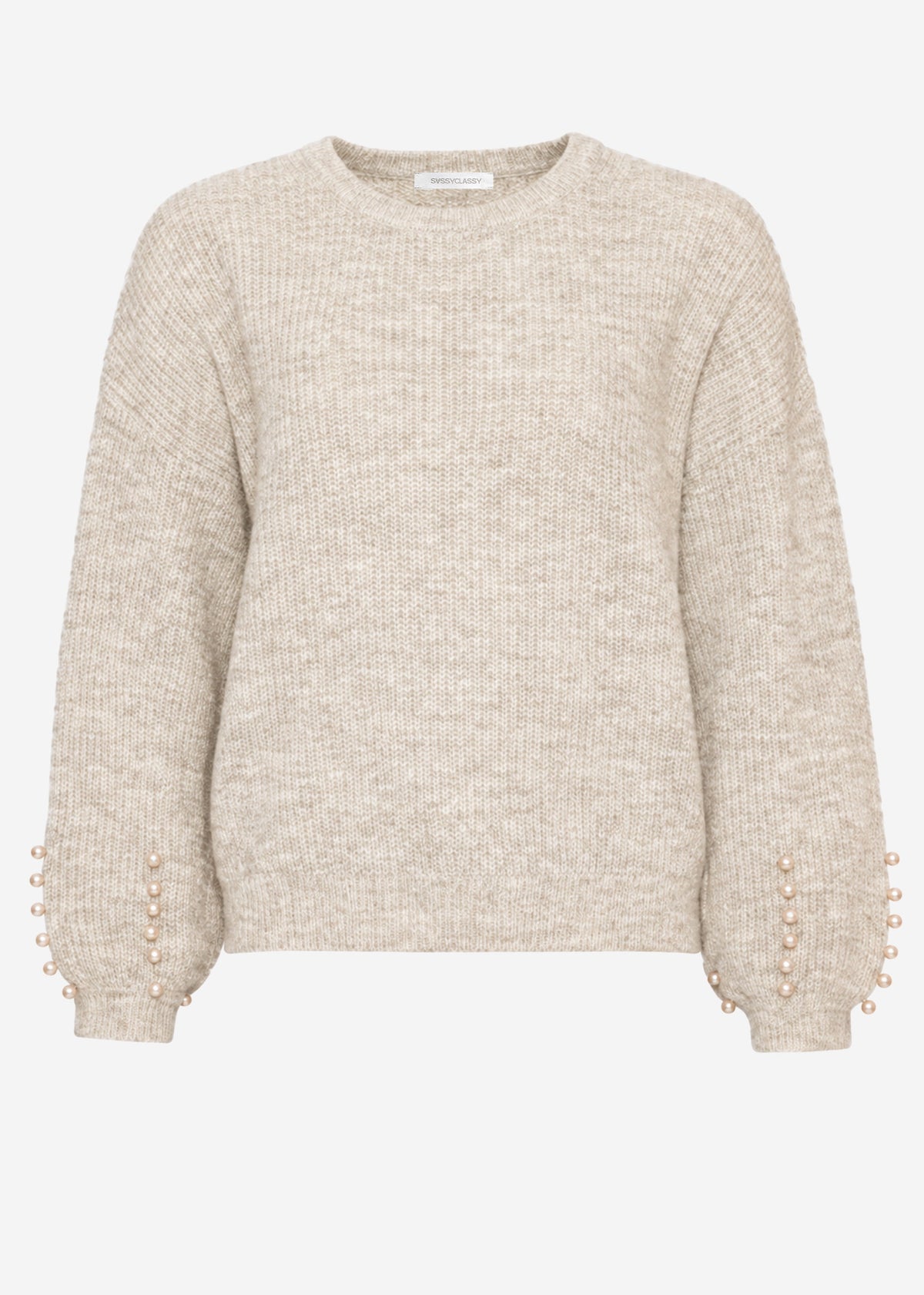 Jumper with pearl details - beige