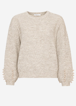 Jumper with pearl details - beige