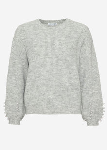 Pullover mit Perlendetails - grau