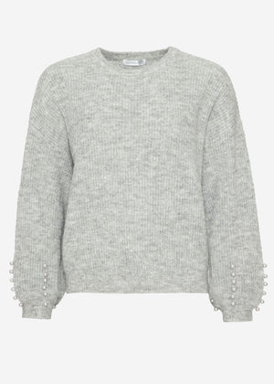 Pullover mit Perlendetails - grau