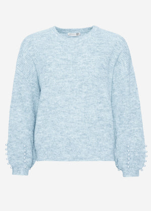Pullover mit Perlendetails - hellblau