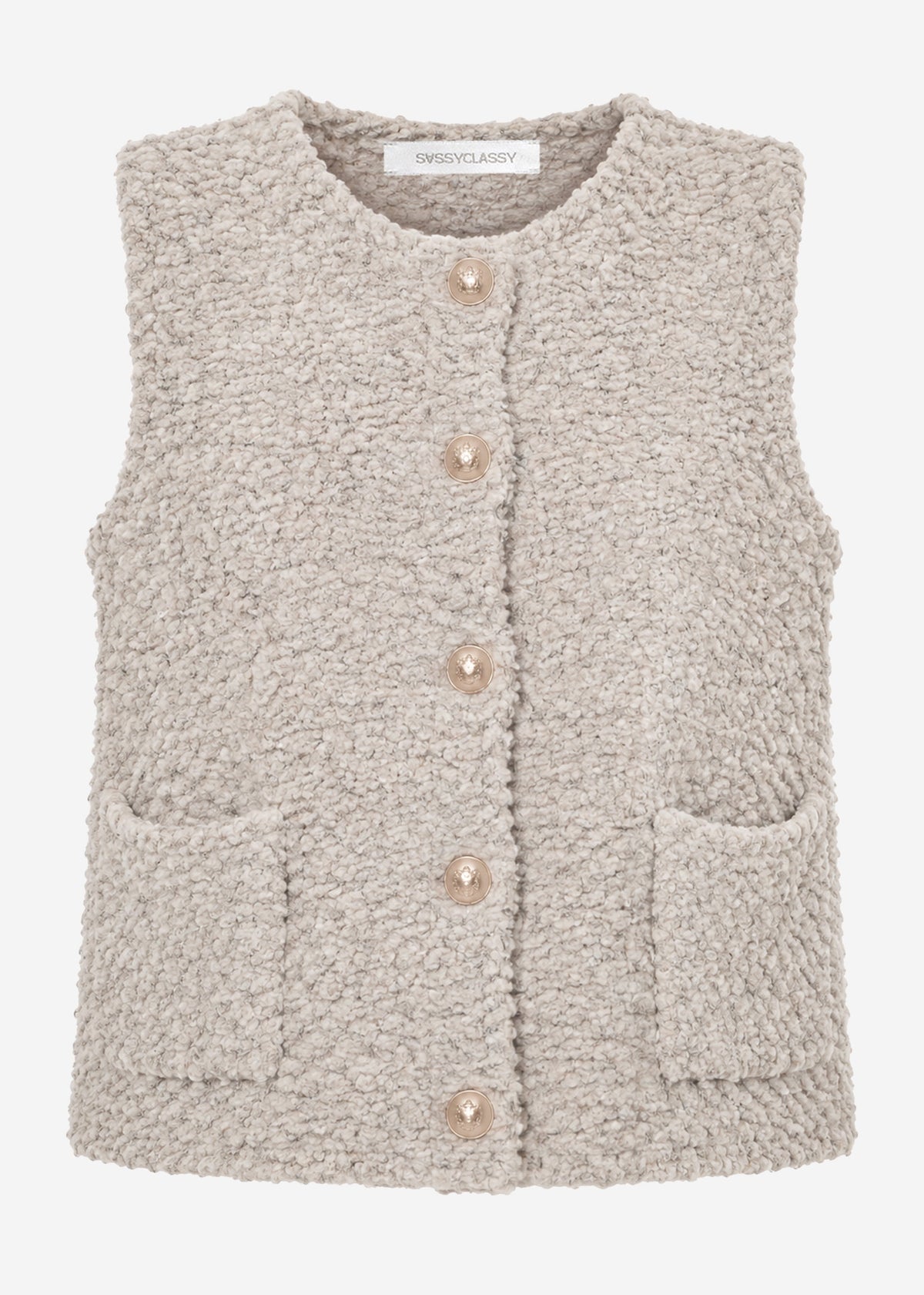 Bouclé waistcoat with pockets - greige