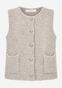 Bouclé-Weste mit Taschen - greige