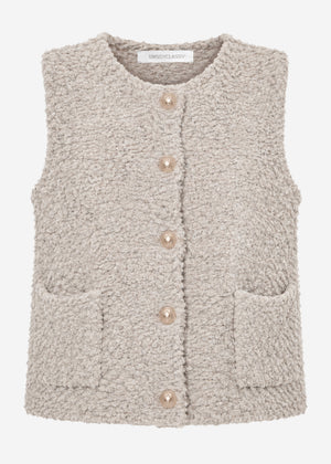 Bouclé waistcoat with pockets - greige