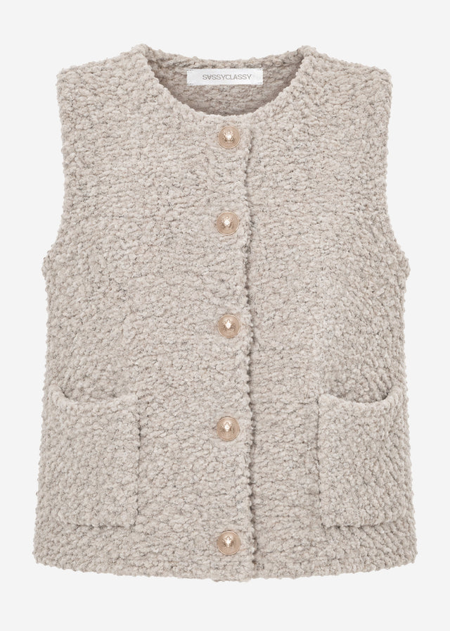 Bouclé waistcoat with pockets - greige