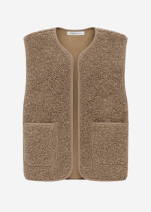 Teddy fleece gilet with pockets - grey taupe