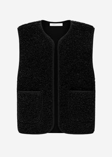 Teddy fleece gilet with pockets - coal black