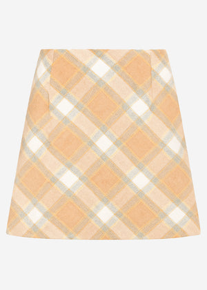 Mini Rock mit Karo-Muster - beige