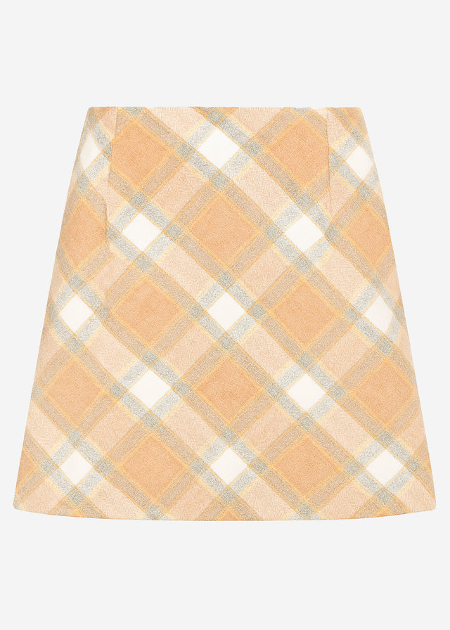 Mini Rock mit Karo-Muster - beige