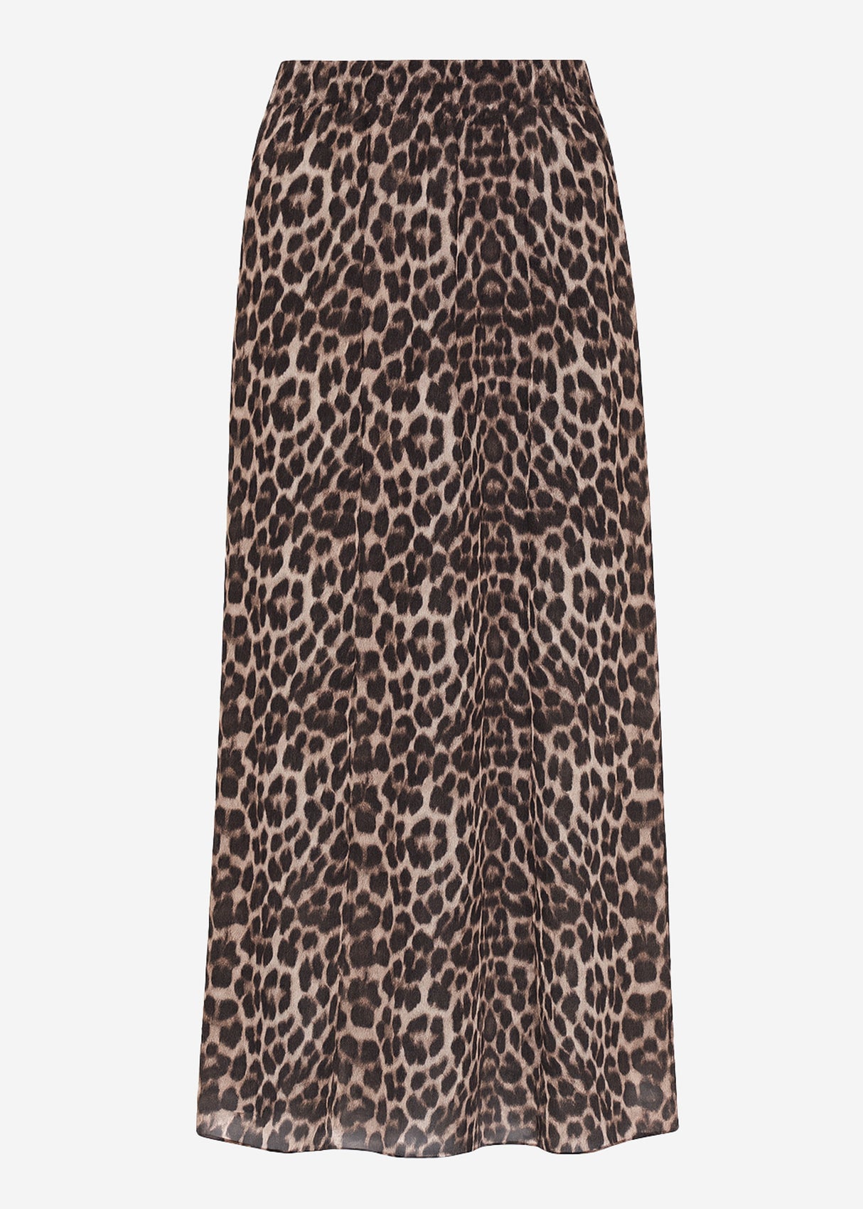 Langer Chiffon Rock mit Leo-Print - beige