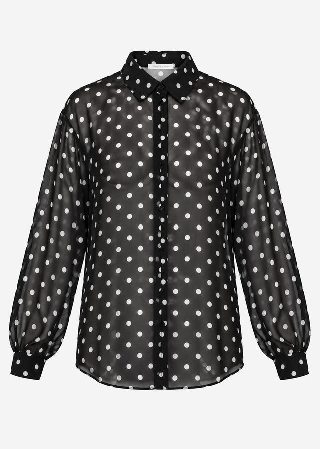 Sheer blouse with polka dot print - black