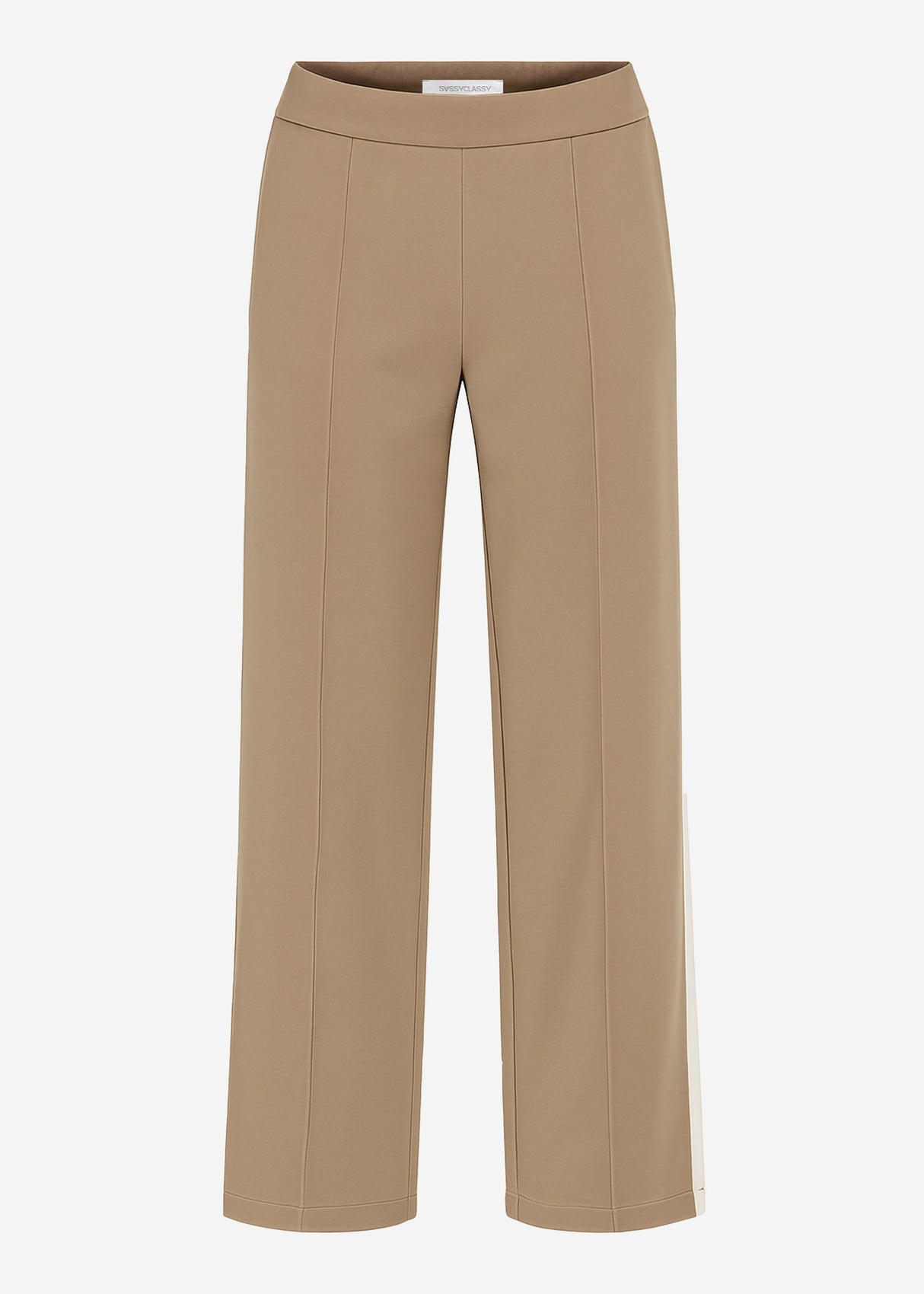 Casual pants with white side strips - taupe