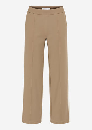 Casual pants with white side strips - taupe