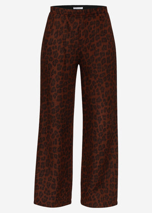 Wide trousers with Leo print - brown