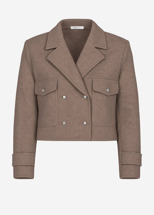 Kurze Jacke mit Reverskragen - taupe