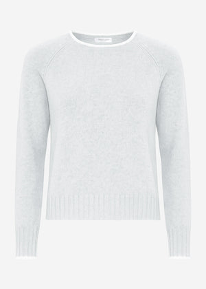 Sweater with contrasting trim and cashmere blend - light blue