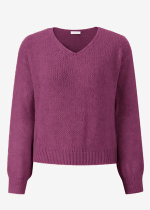 Pullover mit V-Ausschnitt - plum
