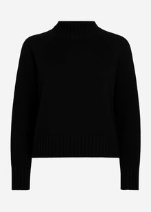 Pullover mit Stehkragen und Ärmelschlitzen - schwarz