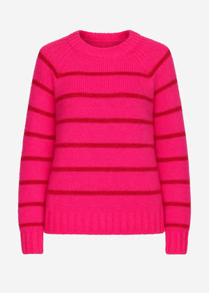 Striped round-neck sweater - pink