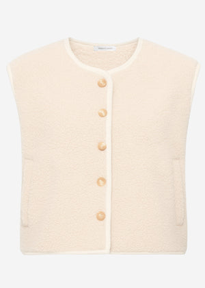 Teddy Weste mit Knöpfen - beige