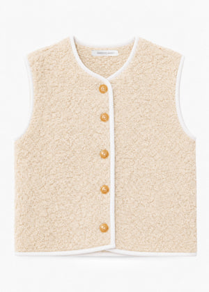 Teddy Weste mit Knöpfen - beige