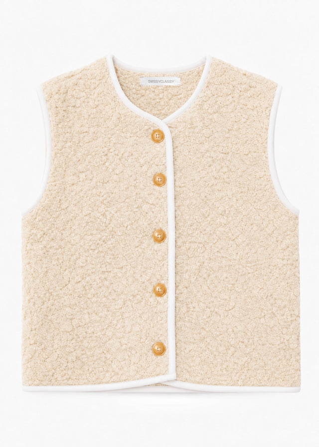 Teddy gilet with buttons - beige