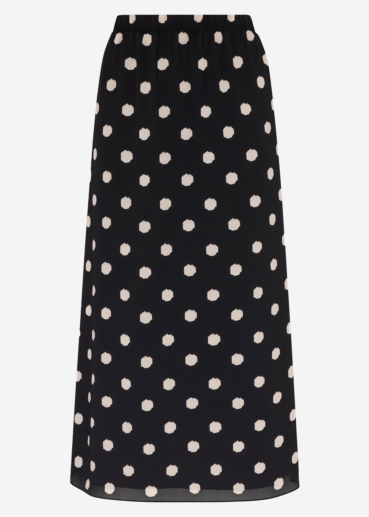 Langer Chiffon Rock mit Polka Dot-Print - schwarz