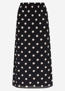 Long chiffon skirt with polka dot print - beige-black