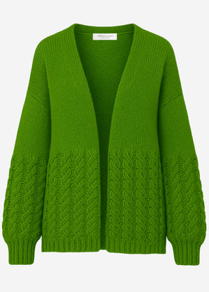 Knitted cardigan with cable pattern - green
