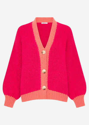 Oversize Cardigan mit Kontrastdetails - pink
