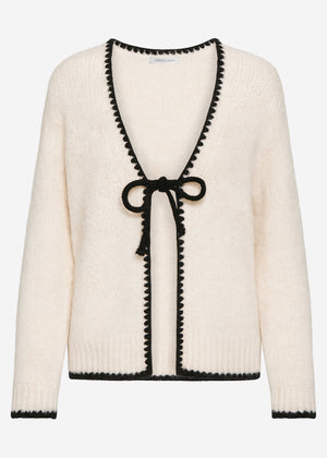 Cardigan with bow closure - beige