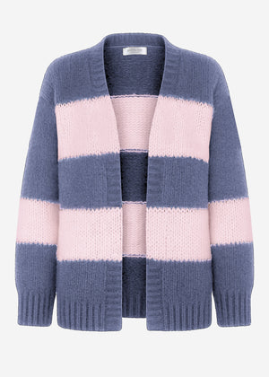 Gestreifter oversize Cardigan - blau-rosa