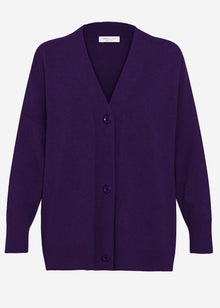 Oversized Cardigan mit V-Ausschnitt und Kaschmiranteil - lila