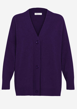 Oversized cardigan with V-neck and cashmere blend - purple