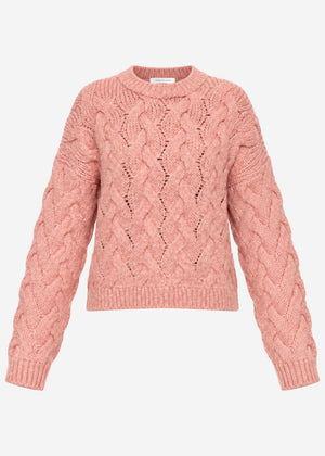 Zopfmusterpullover - rosa