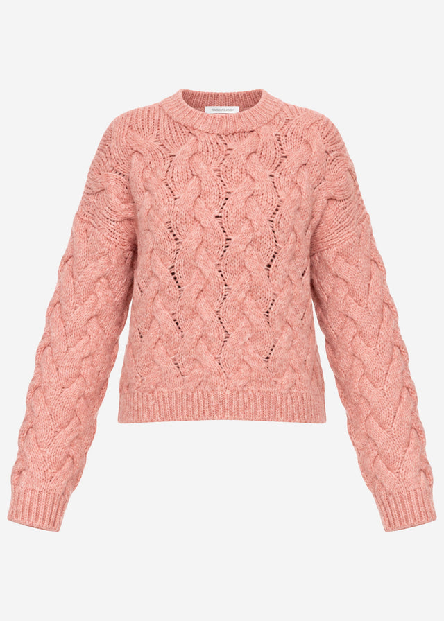Zopfmusterpullover - rosa