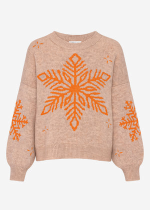 Pullover mit Schneeflocke - beige
