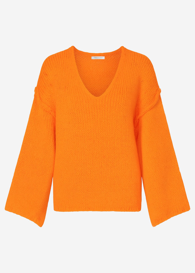 Oversize Pullover mit V-Neck und weiten Ärmeln - orange