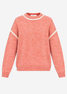 Pullover mit Ziernähten und Wollanteil - lachs