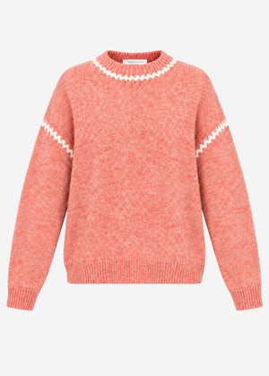 Jumper with decorative stitching and wool blend - salmon