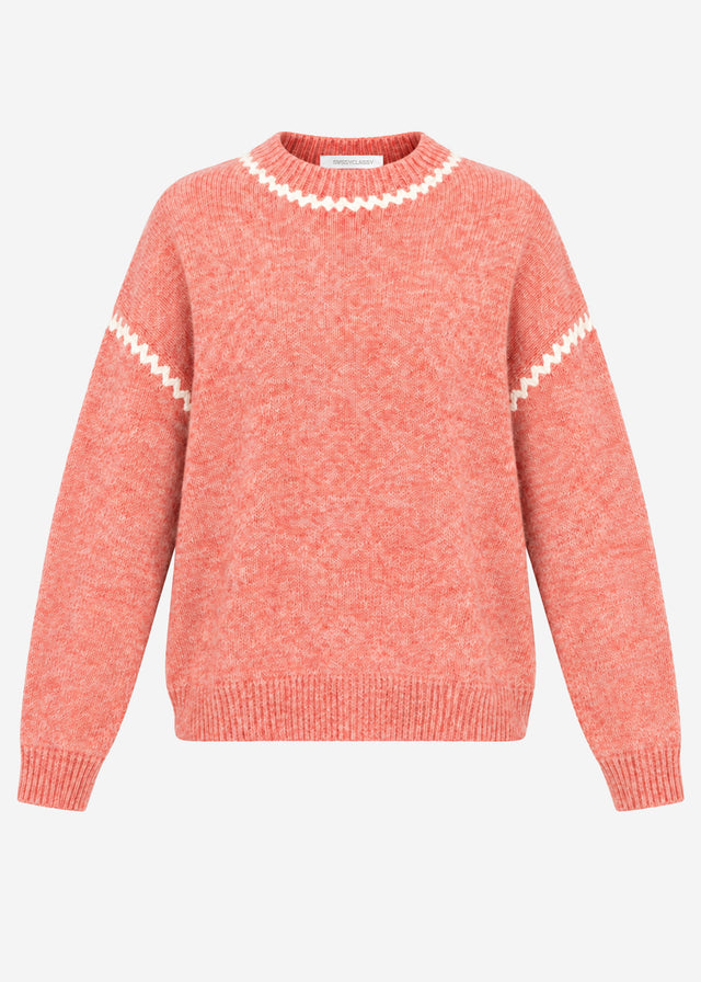Pullover mit Ziernähten und Wollanteil - lachs