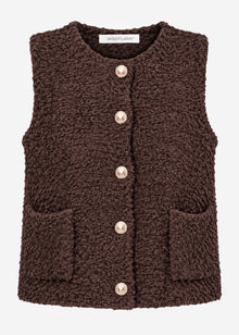 Bouclé-Weste mit Taschen - braun