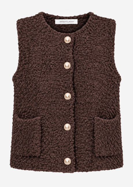 Bouclé-Weste mit Taschen - braun by SASSYCLASSY