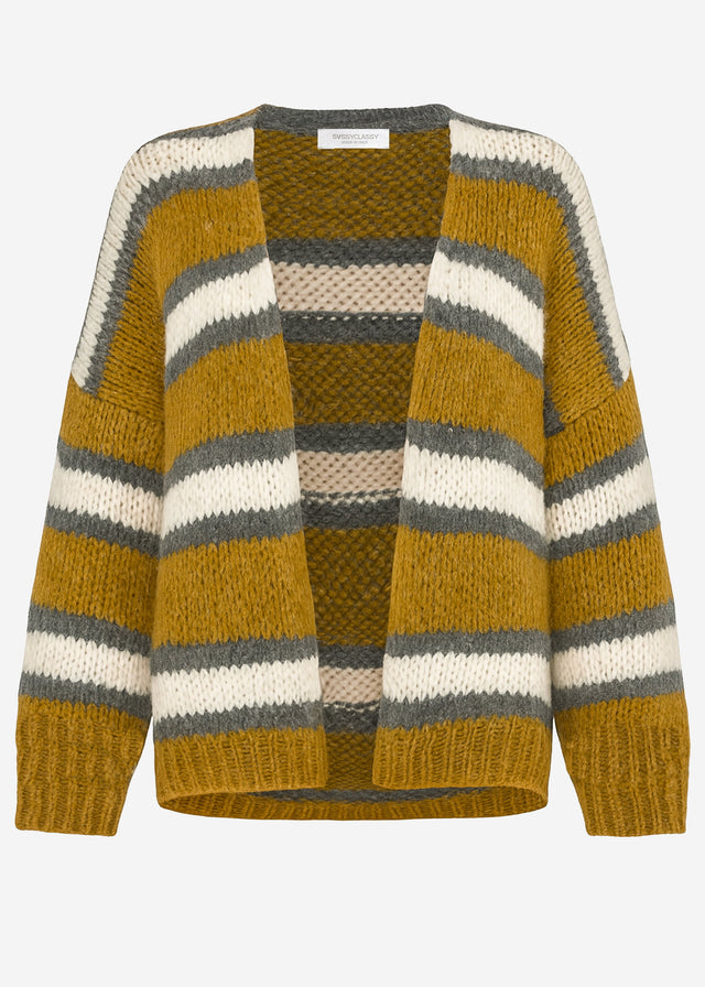 Striped oversized cardigan - green