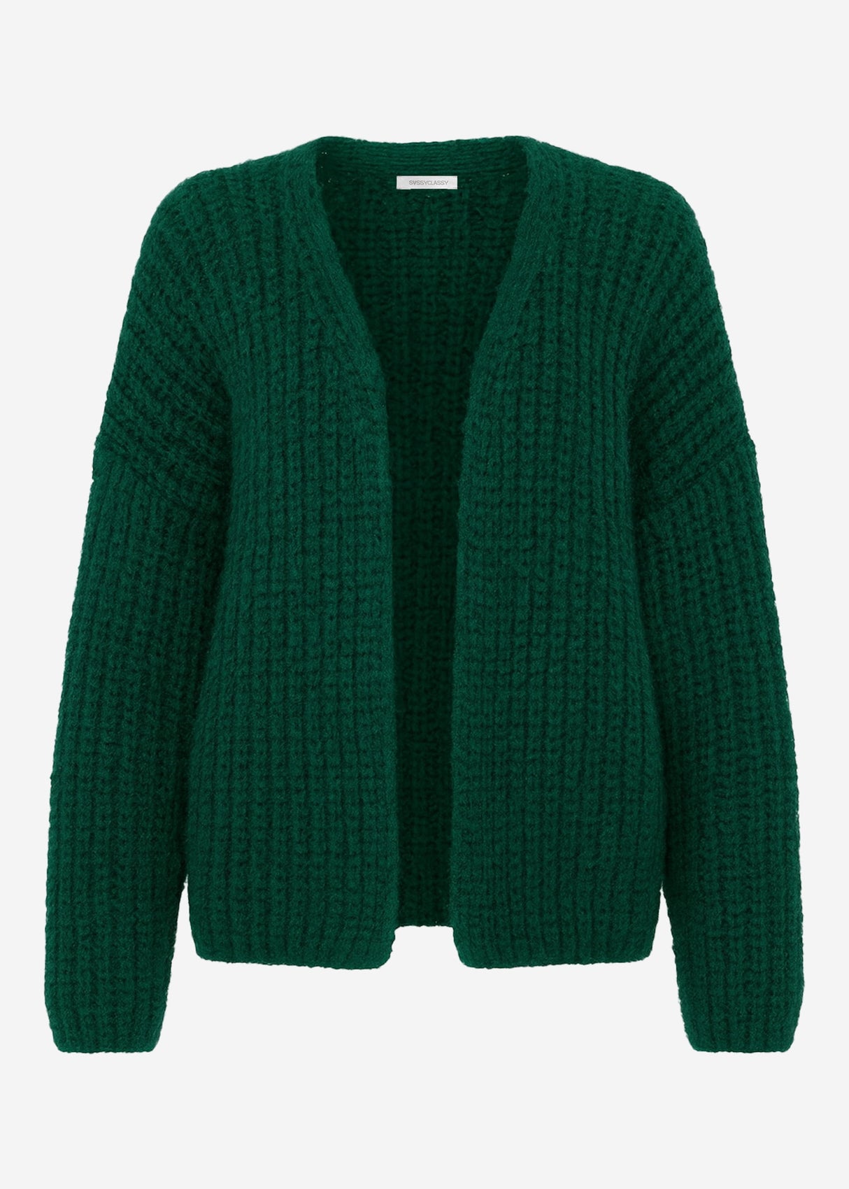 Oversize Cardigan mit Rippenstruktur - dunkelgrün