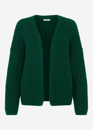 Oversize Cardigan mit Rippenstruktur - dunkelgrün