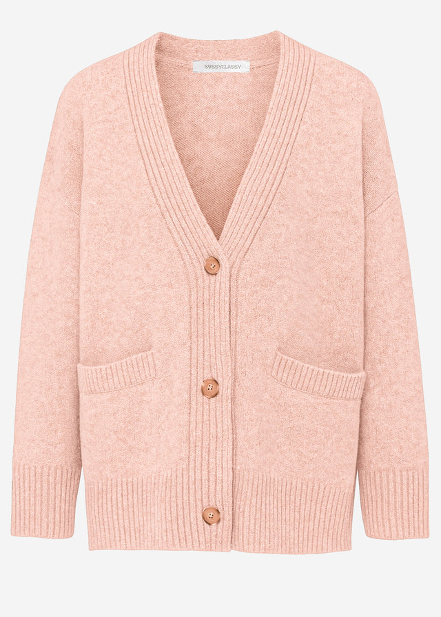 Oversize Cardigan mit Taschen - puderrosa