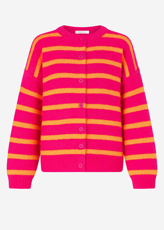 Cardigan with stripes - orange-pink