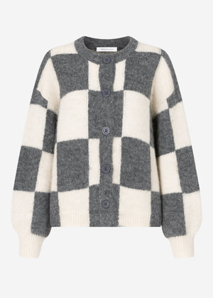 Cardigan im Karomuster - grau